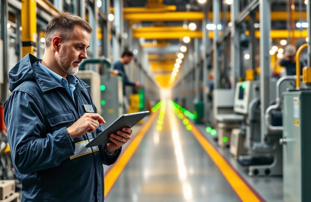 Supervisor configurando el ritmo de meta desde una tableta en planta